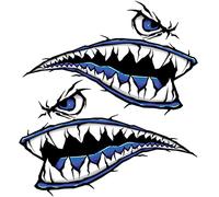 MOOCY 2Pcs Shark Teeth Mouth Reflective Decals Sticker Waterproof DIY Funny Graphics Accessories for Car Kayak Canoe Fishing Boat Truck Jet Ski Hobie Dagger Ocean Boat Decoration