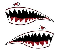 MOOCY 2Pcs Wall Art Warhawk Shark Tiger Vinyl Sticker Waterproof DIY Funny Graphics Accessories for Car Kayak Canoe Fishing Boat Truck Jet Ski Hobie Dagger Ocean Boat Decoration