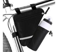 MOOCY Bike Bag, Sport Bicycle Storage Bag with Water Bottle Holder, Triangle Saddle Frame Pouch for Cycling (Black, 1.2L)