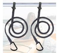MOOCY Kayak Paddle Leash, 3-7 ft Stretchable Strap Lanyard Rope for SUP, Kayak Fishing Accessories, Black 2 Pack