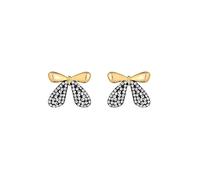 MOOD By Jon Richard Gold Black & Crystal Mini Bow Stud Earrings Gold