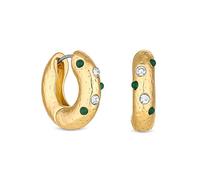 MOOD By Jon Richard Gold Green and Crystal Burnished Hoop Earrings Gold