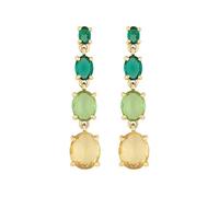 MOOD By Jon Richard Gold Green Tonal Mixed Stone Set Drop Earrings Gold