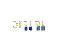 MOOD By Jon Richard Gold Metallic Blue Effect Stone Huggie Earrings - Pack of 3 Blue