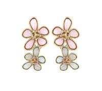 MOOD By Jon Richard Gold Pink & Green Crystal Glass Flower Drop Earrings Gold