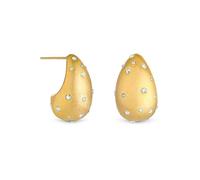 MOOD By Jon Richard Gold Polished & Crystal Stone Dome Hoop Earrings Gold