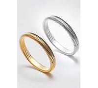 Mood by Jon Richard Pack of 2 Mood Two Tone Polished Spiral Stretch Bracelets Gold