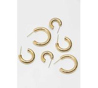 MOOD By Jon Richard Pack of 3 Gold Stainless Steel Polished Simple Hoop Earrings Gold