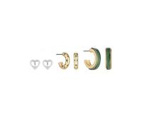 MOOD By Jon Richard Pack of 3 Gold Teal Resin and Heart Mixed Earrings Gold
