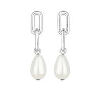 MOOD By Jon Richard Silver Chain Link Pearl Drop Earrings Silver