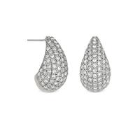 MOOD By Jon Richard Silver Crystal Dome Hoop Earrings Silver