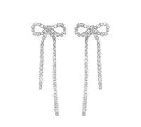 MOOD By Jon Richard Silver Crystal Statement Bow Drop Earrings Silver