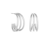 MOOD By Jon Richard Silver Plated Stainless Steel Polished Medium Hoop Earrings Silver