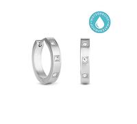 MOOD By Jon Richard Silver Stainless Steel Crystal Hoop Earrings Silver