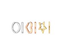 Mood By Jon Richard Tri Tone Pack of 3 Polished Meaningful Hoop Earrings