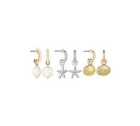 MOOD By Jon Richard Two Tone Crystal & Pearl Coastal Shell Mixed Earrings. Pack Of 3 White