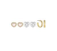 Mood By Jon Richard Two Tone Pack of 3 Crystal & Pearl Heart Stud Earrings