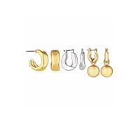 Mood By Jon Richard Two Tone Pack of 3 Polished Orb Huggie Hoop Earrings
