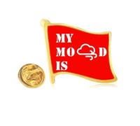 Mood Depression Weather Wind Golden Metal Flag Lapel Pin Badge