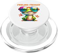 Mood Feeling Froggy Multicolored Frog With Sunglasses PopSockets PopGrip for MagSafe