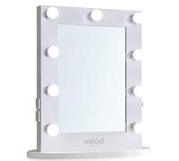 Mood Hollywood Vanity Mirror with LED Lights, 2 Plug Sockets, 2 USB Ports & Dimmer Switch For Bulbs, Dressing Table or Wall Mounted Makeup, Made to British Standards, 65(H) x50(W) x6.5(D) cm