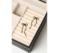 Mood Jet Crystal Bow Statement Earrings In Black Black One Size