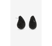 Mood Jet Crystal Dome Stud Earrings In Silver Silver One Size