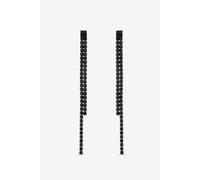 Mood Jet Crystal Linear Drop Earrings In Silver Silver One Size
