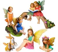 Mood Lab Fairy Garden - Miniature Family Kit Figurines & Accessories - Fairies Statue Set of 6 pcs - Outdoor or House Decor