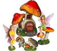 Mood Lab Fairy Garden Miniature Kit - Mushroom House Set of 6 pcs - Figurines and Accessories for Outdoor or House Decor
