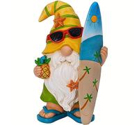 Mood Lab Garden Gnome - Surfer Gnome Figurine - 9.1 Inch Tall Funny Lawn Statue - for Outdoor or House Decor
