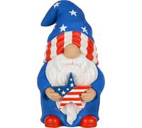 Mood Lab Garden Gnome - USA Patriotic Gnome Figurine - 9.3 Inch Lawn Statue - for Outdoor or House Decor