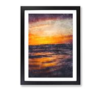 Mood Of The Ocean Painting Modern Framed Print | A3 Black Framed Wall Art | Ready to Hang | Modern Nautical Picture | Living Room Bedroom Lounge Office