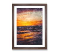 Mood Of The Ocean Painting Modern Framed Print | A4 Walnut Framed Wall Art | Ready to Hang | Modern Nautical Picture | Living Room Bedroom Lounge Office