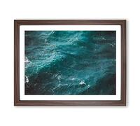 Mood Of The Waves Modern Art Framed Print | A2 Walnut Framed Wall Art | Ready to Hang | Modern Nautical Picture | Living Room Bedroom Lounge Office