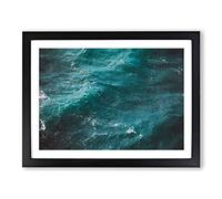 Mood Of The Waves Modern Art Framed Print | A4 Black Framed Wall Art | Ready to Hang | Modern Nautical Picture | Living Room Bedroom Lounge Office
