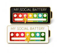 Mood Pin Badge 2 PCS Social Battery Brooch Funny Sliding Mood Pins