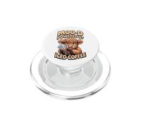 Mood Powered By Iced Coffee Cute Animal Funny Highland Cow PopSockets PopGrip for MagSafe