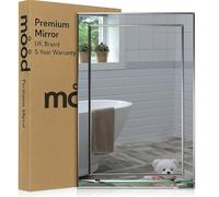 Mood® Premium Rectangular Bathroom Mirror with Shelf, Anti-Rust Wall Mounted Bevelled Frameless Mirrors, Double Layer of Glass, Toilet Bedroom Hallway, Neue Design (70cm x 50cm)