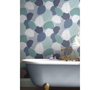 Mood Retro Geometric Wallpaper Envy Blue One Size