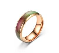 Mood Ring 9-10 Size Ring Band Unnisex 6mm Stainless Steel Colour Changing-rose golden-9