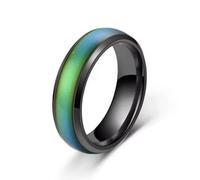Mood Ring - Colour Changing - Fun Temperature Responsive - Great Gift - All Ages - Different Band Colours - Black - Rose - Gold - Silver- Water resistant (Black, 7 US)