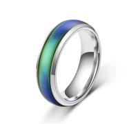 Mood Ring - Colour Changing - Fun Temperature Responsive - Great Gift - All Ages - Different Band Colours - Black - Rose - Gold - Silver- Water resistant (Silver, 10 US)