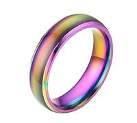Mood Rings - Stainless Steel Couple Rings | Women's Rings with Temperature Embossing Ring | Color Changing Heart Mood Ring | Temperature Index Copper Color Change Ring for Women Men Girls Boys