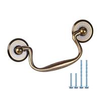 MOOD.SC 4 Pack 2 3/4 C-C Bail Drawer Pull Drop Swing Dresser Handles Hanging Pulls Cabinet Knobs Pull Antique Bronze Antique Brass Swan Neck Bail Pulls Hardware 70 mm 2.75 Hole Center