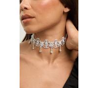 Mood Silver Crystal Bow Drop Statement Choker Mood Silver One Size