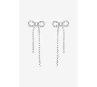 Mood Silver Crystal Bow Statement Earrings Silver One Size