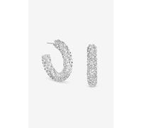 Mood Silver Crystal Chubby Hoop Earrings Silver One Size