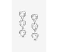 Mood Silver Crystal Heart Triple Drop Statement Earrings Silver One Size