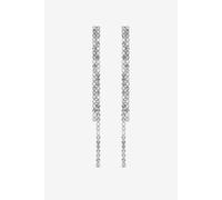 Mood Silver Crystal Linear Drop Earrings Silver One Size